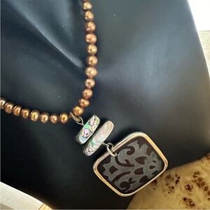Retired Silpada Elegant Brown and Silver Pendant Necklace